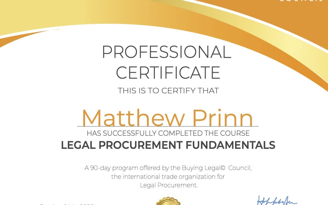 Legal Procurement Fundamentals Certification (Buying Legal Council)